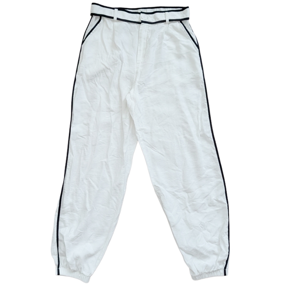 Paper Crane White Black Trim Jogger Pants Size Large